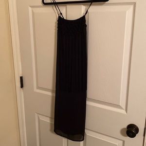 UG Underground Clothing black slip dress with front tassels, size M, 30” long